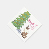 Cute Siamese Cat with Tuna Christmas Joyful Serviette (Ecke)