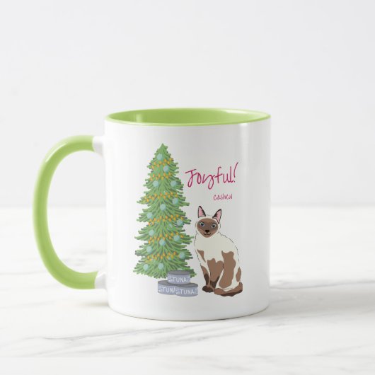 Cute Siamese Cat with Tuna Joyful Christmas Tasse (Links)