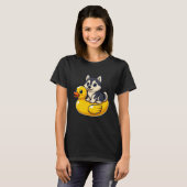 Cute Siberian Husky Dog Rubber Duck T-Shirt (Vorne ganz)