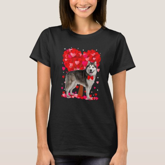 Cute Siberian Husky Dog Valentines Day Heart Puppy T-Shirt (Vorderseite)