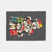 Cute Siberian Husky Le Dog Christmas Tree Xmas Hat Fleecedecke (Vorderseite (Horizontal))