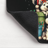 Cute Siberian Husky Le Dog Christmas Tree Xmas Hat Mousepad (Ecke)