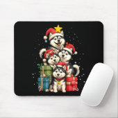 Cute Siberian Husky Le Dog Christmas Tree Xmas Hat Mousepad (Mit Mouse)
