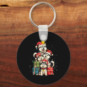 Cute Siberian Husky Le Dog Christmas Tree Xmas Hat Schlüsselanhänger (Vorderseite)