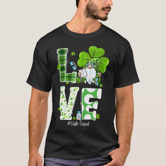 Cute Sight Squad St Patrick's Day Gnome Optometris T-Shirt (Vorderseite)