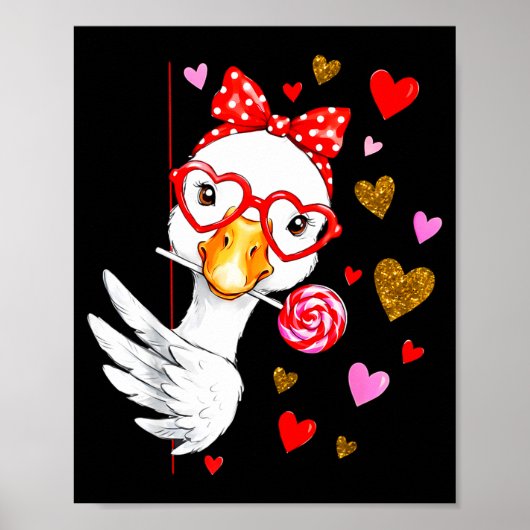 Cute Silly Goose Coquette Bow Valentine's Day Men  Poster (Vorne)