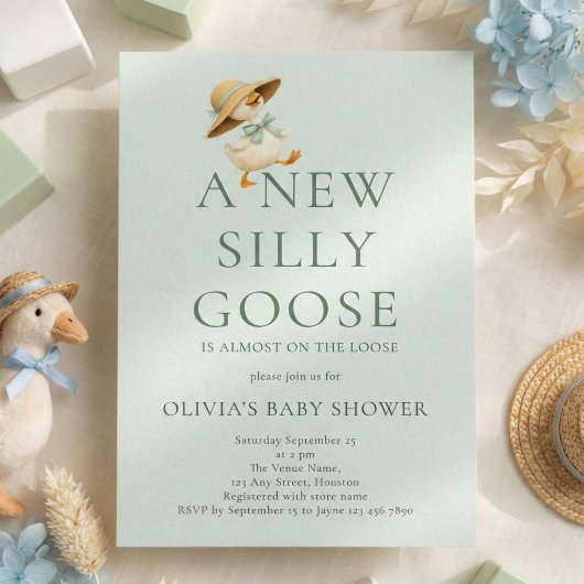 Cute Silly Goose Gender Neutral Baby Shower Einladung