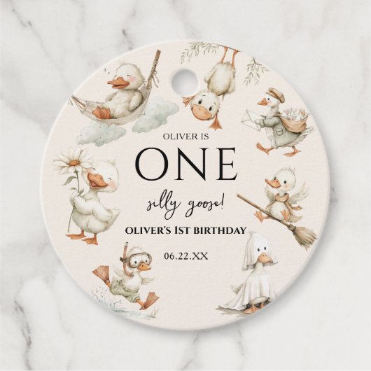 cute Silly Goose ,One Silly Goose 1st Party Geschenkanhänger (Vorderseite)