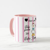 Cute Silly Goose Pink Stripe Personalized Mug Tasse (Vorderseite Links)