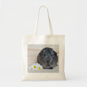Cute, Silver Agouti Guinea Pig and Daisies Tragetasche