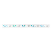 Cute Silver White Blue Sleigh Star Glitter Pattern Satinband (Vorderseite)