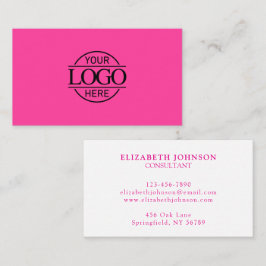Cute Simple Bight Pink Professional Company Logo Visitenkarte