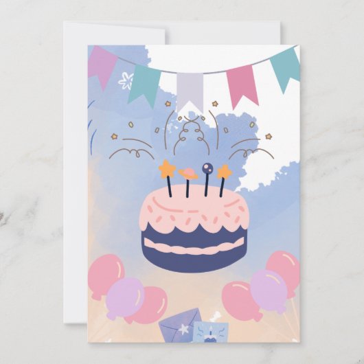 Cute Simple Birthday Party Invitation Einladung (Vorderseite)