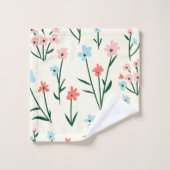 Cute Simple Botanical Pink Blue Flower Floral Badhandtuch Set (Waschlappen)