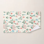 Cute Simple Botanical Pink Blue Flower Floral Badhandtuch Set (Handtuch)