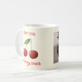 Cute Simple Cherries Love Cherry Photo Valentines Kaffeetasse (Vorderseite Links)