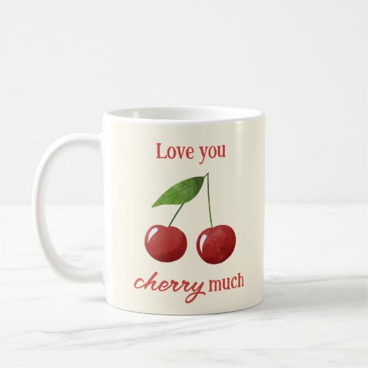 Cute Simple Cherries Love Cherry Photo Valentines Kaffeetasse (Links)