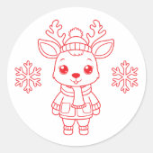 cute simple christmas reindeer runder aufkleber (Vorderseite)