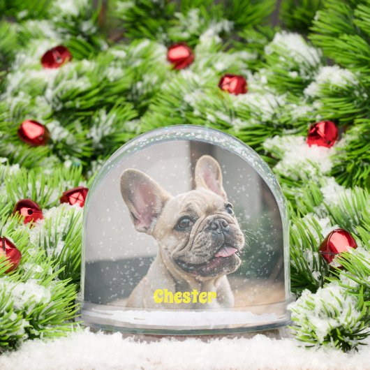 Cute Simple First Name Pet Dog Photo Typography Schneekugeln (Weihnachten)