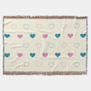 Cute Simple Heart Muster blau rosa creme Decke
