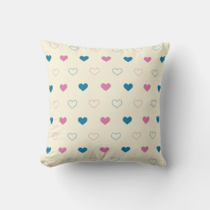 Cute Simple Heart Muster blau rosa creme Kissen