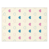 Cute Simple Heart Muster blau rosa creme Tischdecke (Vorderseite (Horizontal))