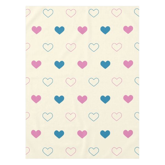 Cute Simple Heart Muster blau rosa creme Tischdecke (Vorderseite)