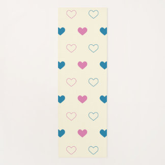 Cute Simple Heart Muster blau rosa creme Yogamatte