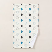 Cute Simple Heart Muster blau schwarz creme Badhandtuch Set (Handtuch)