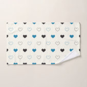 Cute Simple Heart Muster blau schwarz creme Badhandtuch Set (Handtuch)
