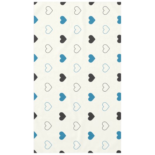 Cute Simple Heart Muster blau schwarz creme Tischdecke (Vorderseite)