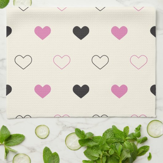 Cute Simple Heart Pattern Geschirrtuch (Gefaltet)