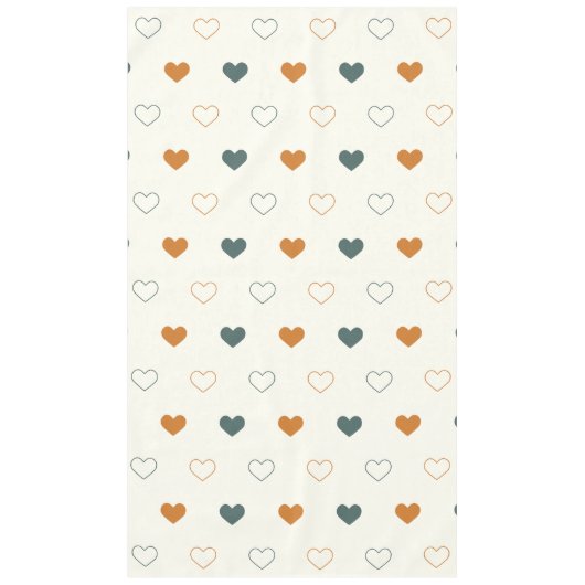 Cute Simple Heart Pattern Orange Cream Green Tischdecke (Vorderseite)