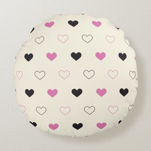 Cute Simple Heart Pattern Rundes Kissen (Vorderseite)
