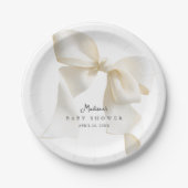 Cute Simple Ivory Bow Baby Shower Pappteller (Vorderseite)
