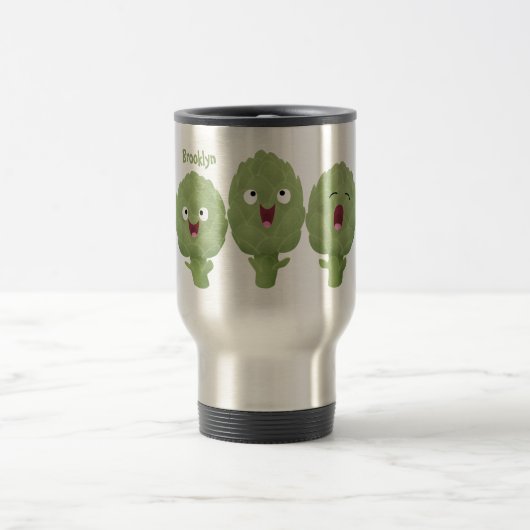 Cute singing artichokes vegetable cartoon reisebecher (Mittel)