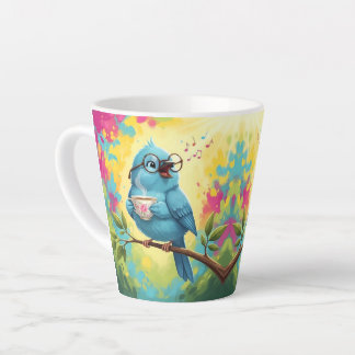   Cute Singing Blue Bird Latte Mug Milchtasse