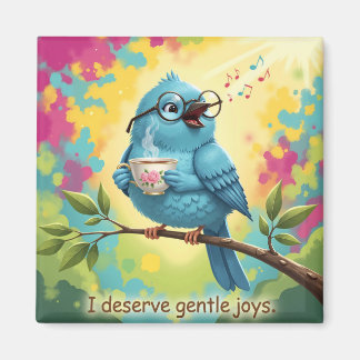 Cute Singing Blue Bird Magnet