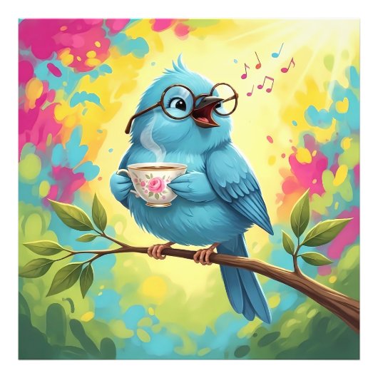   Cute Singing Blue Bird Photo Enlargement Fotodruck (Vorne)