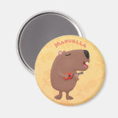 Cute singing capybara ukulele cartoon illustration magnet (Vorderseite/Rückseite)
