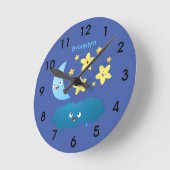 Cute singing stars, moon and cloud cartoon round c runde wanduhr (Winkel)