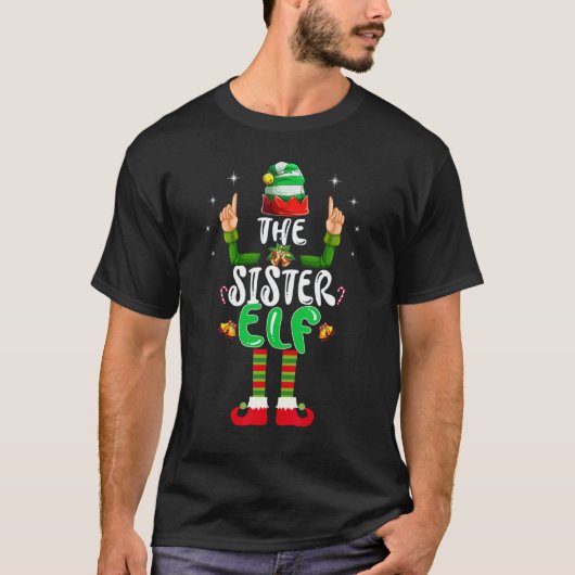 Cute Sister Elf Matching Family Group Christmas Pa T-Shirt (Vorderseite)
