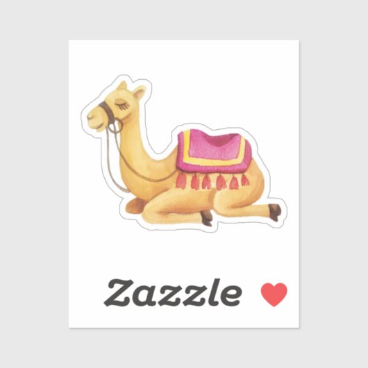 Cute Sitting Watercolor Camel Sticker (Blatt)