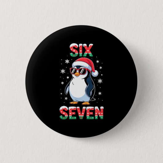 Cute Six Seven 67 Penguin Kids Christmas Holiday Button (Vorderseite)