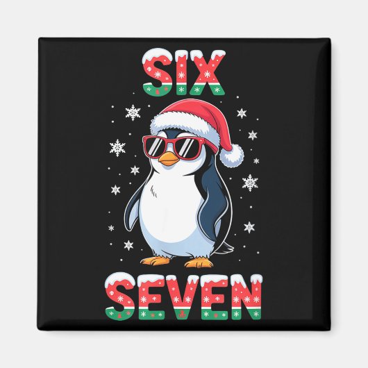 Cute Six Seven 67 Penguin Kids Christmas Holiday Magnet (Vorne)