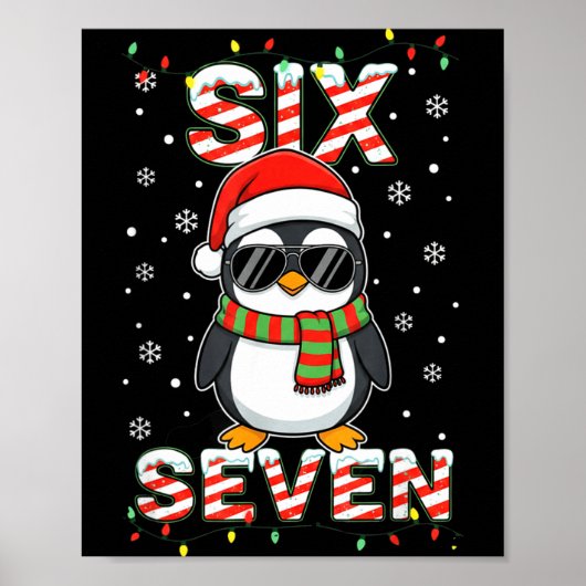 Cute Six Seven 67 Penguin Kids Christmas Holiday Poster (Vorne)