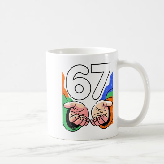Cute Six Seven 6 7 Meme Gen Alpha Slang 6 7 Hands  Kaffeetasse (Rechts)