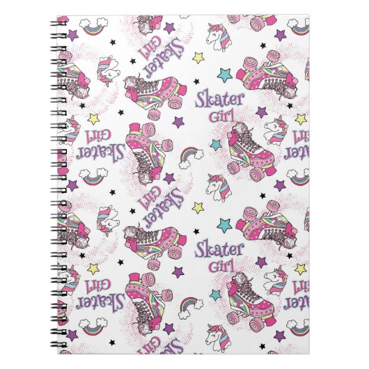 Cute Skater Girl Unicorn Roller Skate Pattern Notizblock (Vorderseite)