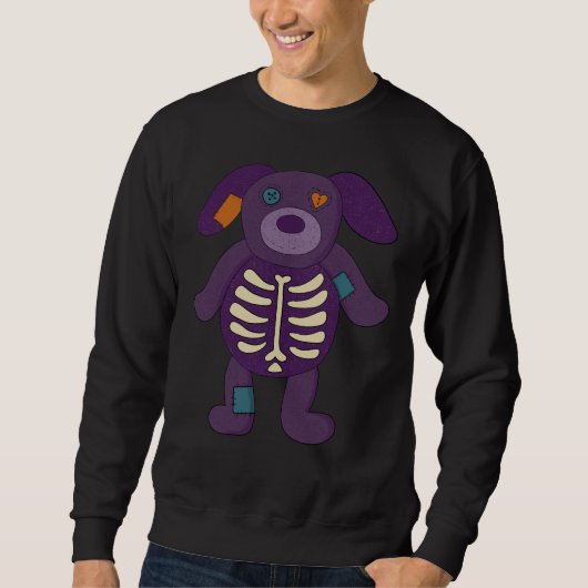 Cute Skeleton Dog Stuffed Animal Halloween Sweatshirt (Vorderseite)