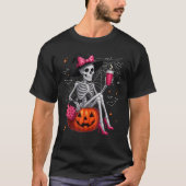 Cute Skeleton Drinking Coffee Lover Halloween Cost T-Shirt (Vorderseite)